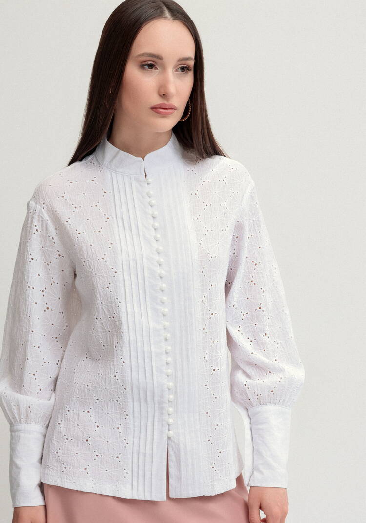 Блуза из шитья с жемчужными пуговицами шир.  750, рис. 19