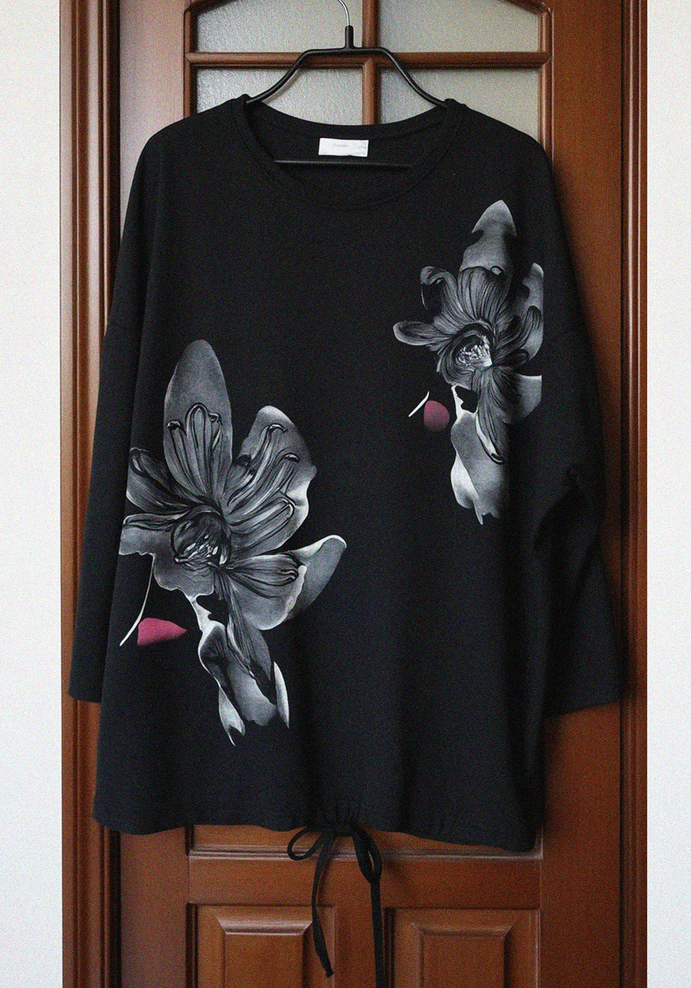 

Блуза с принтом на кулиске Resale, Черный