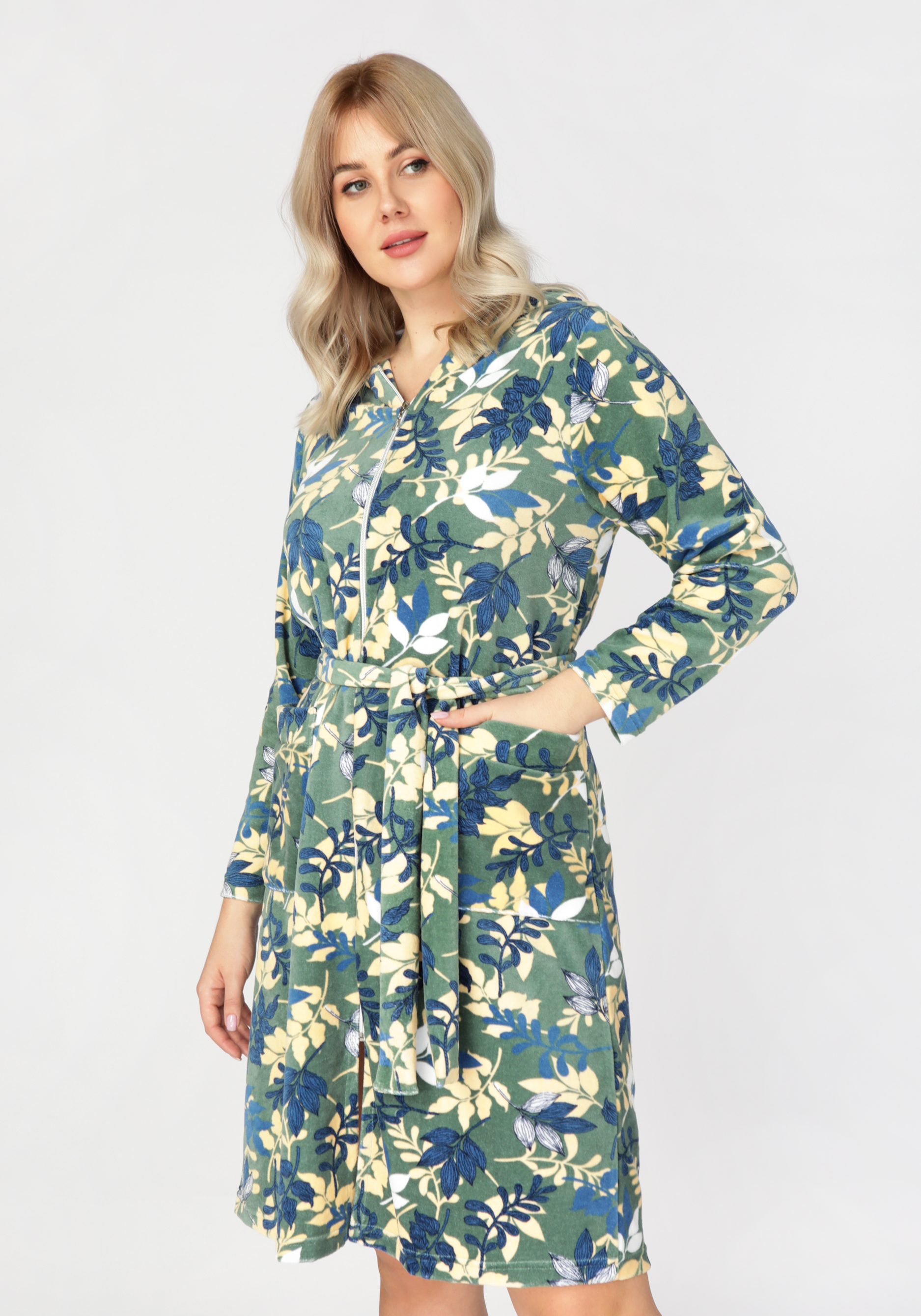 

Халат женский с капюшоном, Зеленый