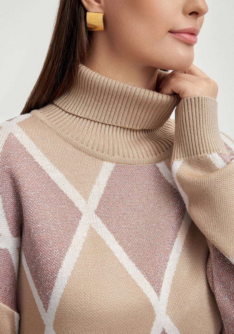 Свитер с рисунком ромбы и метанитью шир.  750, рис. 13