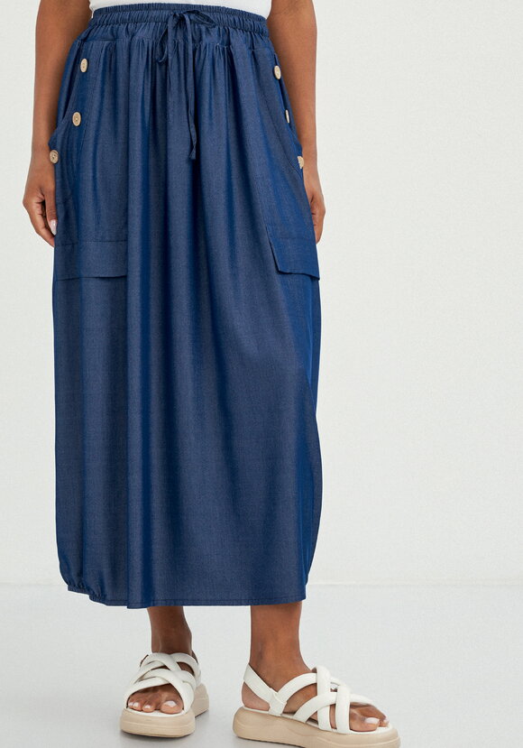 Юбка оригинального кроя с декором из пуговиц шир.  580, рис. 12