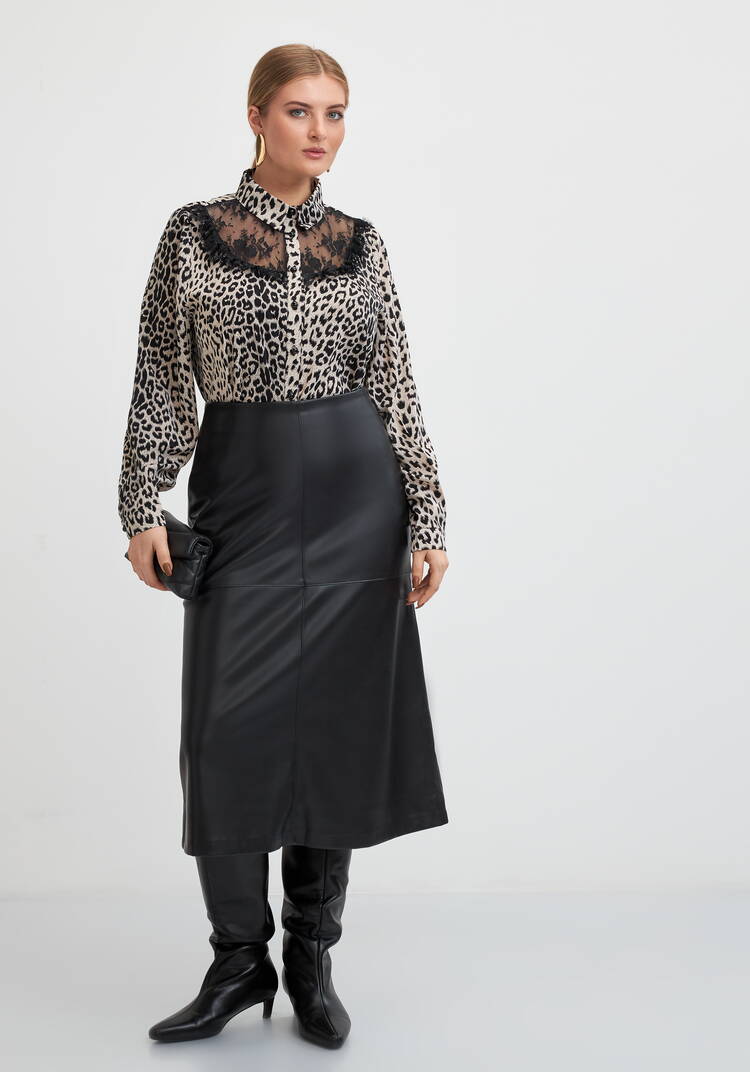 Блуза с анималистическим принтом и кружевом шир.  750, рис. 9
