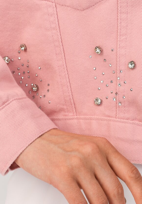 Джинсовая куртка со стразами шир.  580, рис. 11