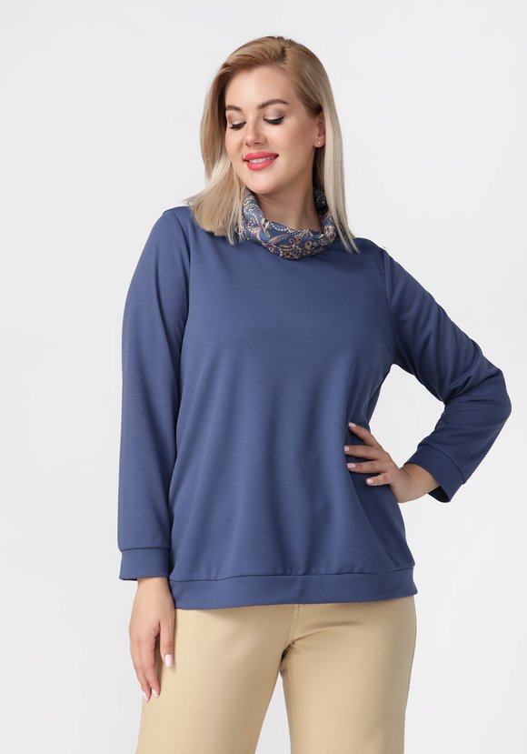 Джемпер с контрастным воротником хомут шир.  580, рис. 5