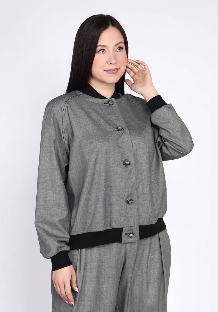 Бомбер на пуговицах и свободного кроя шир.  750, рис. 5