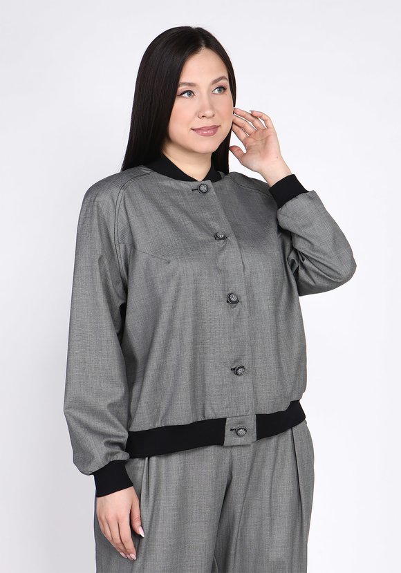 Бомбер на пуговицах и свободного кроя шир.  580, рис. 5