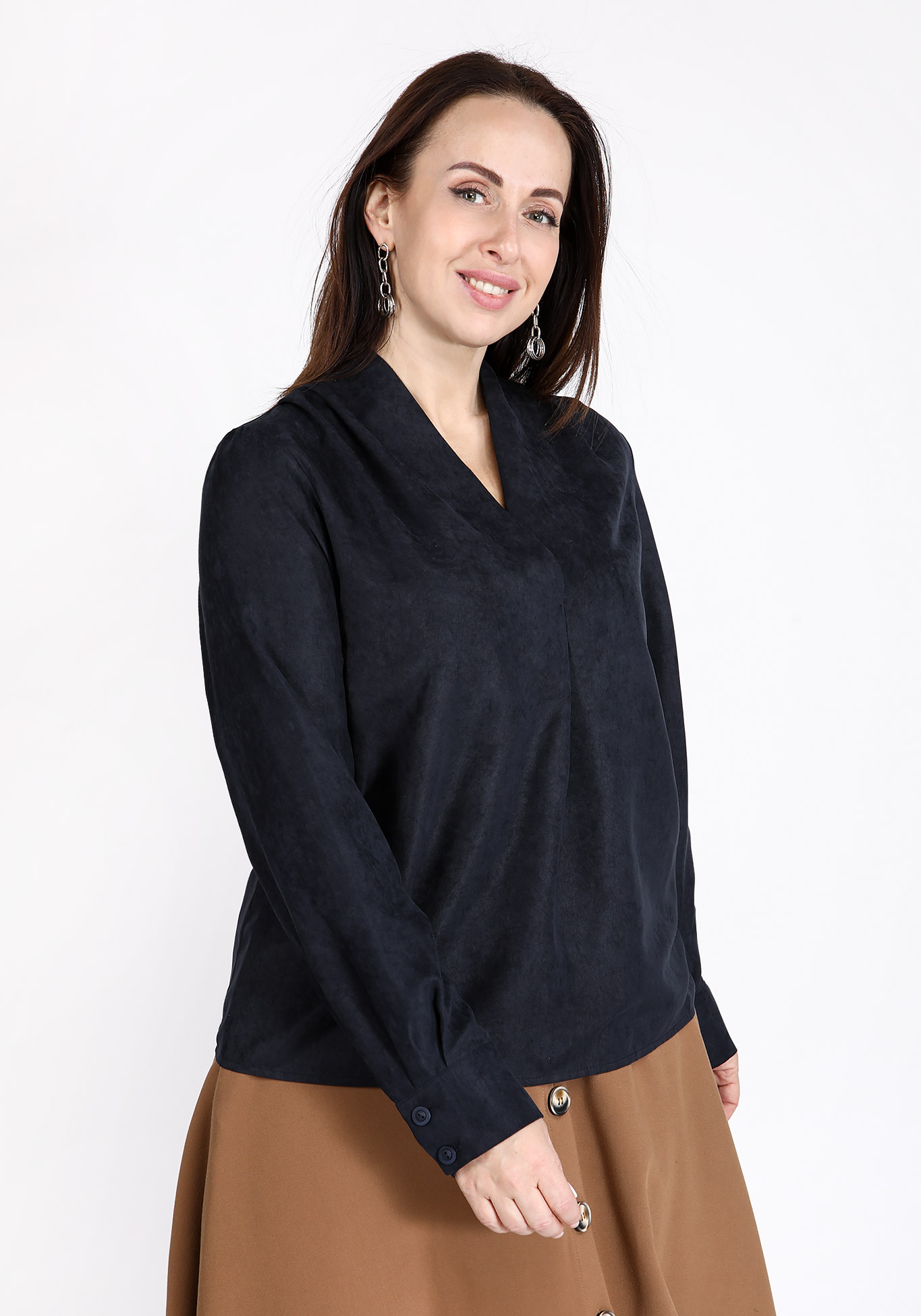 

Блуза с V-вырезом горловины, Синий