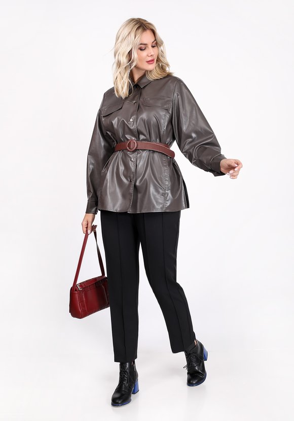 Рубашка из экокожи на кнопках шир.  580, рис. 5