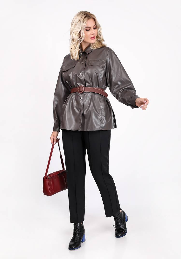 Рубашка из экокожи на кнопках шир.  750, рис. 5