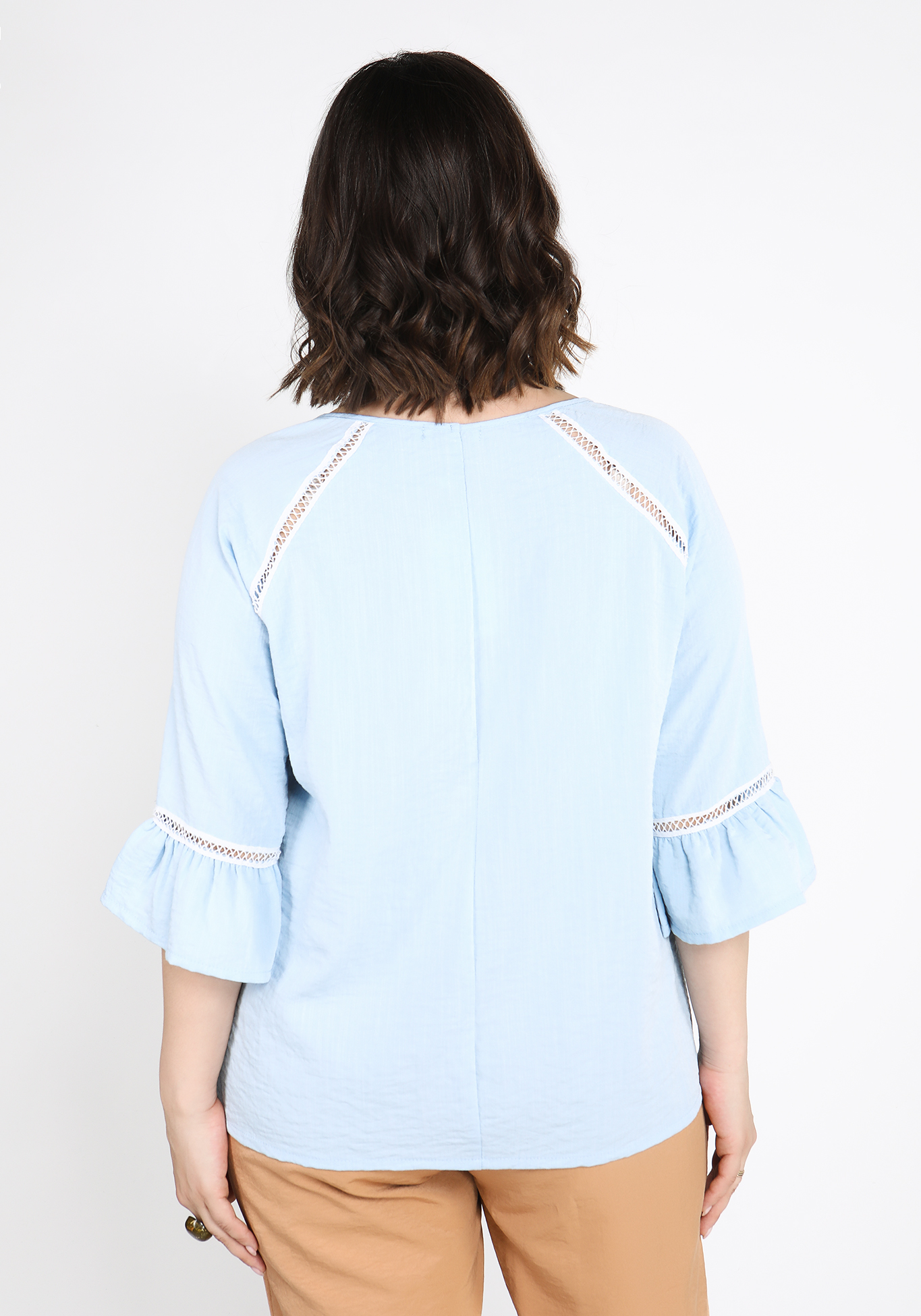 Блуза с вставками из кружева Frida, размер 54, цвет голубой - фото 3