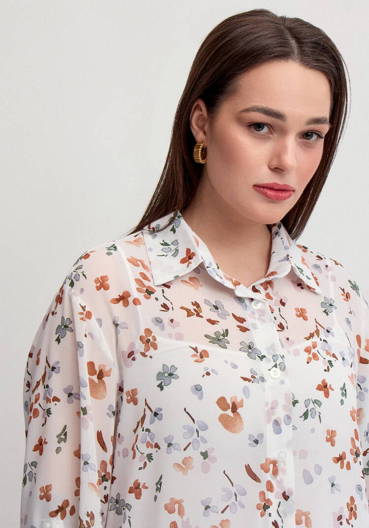 Рубашка с флористическим принтом шир.  750, рис. 28