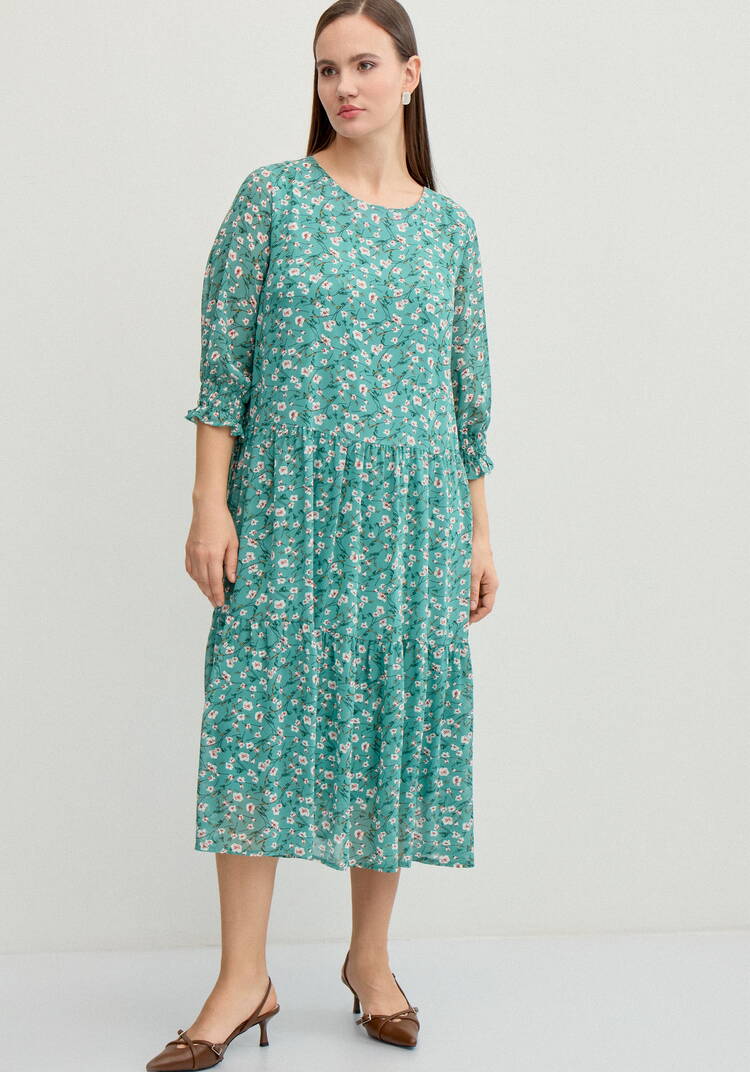 Платье миди из шифона с принтом шир.  750, рис. 12