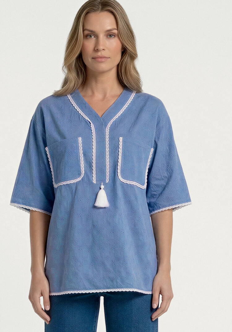 Блуза с фактурным узорoм шир.  750, рис. 4