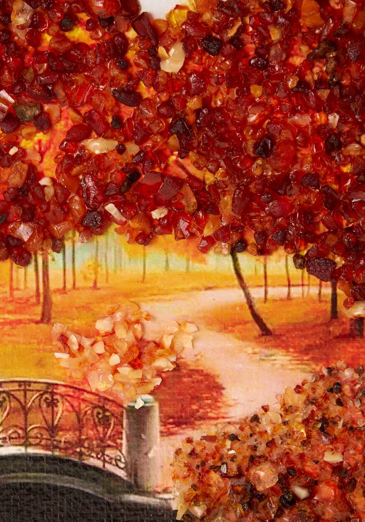 Картина с янтарем Осенний пейзаж шир.  750, рис. 2