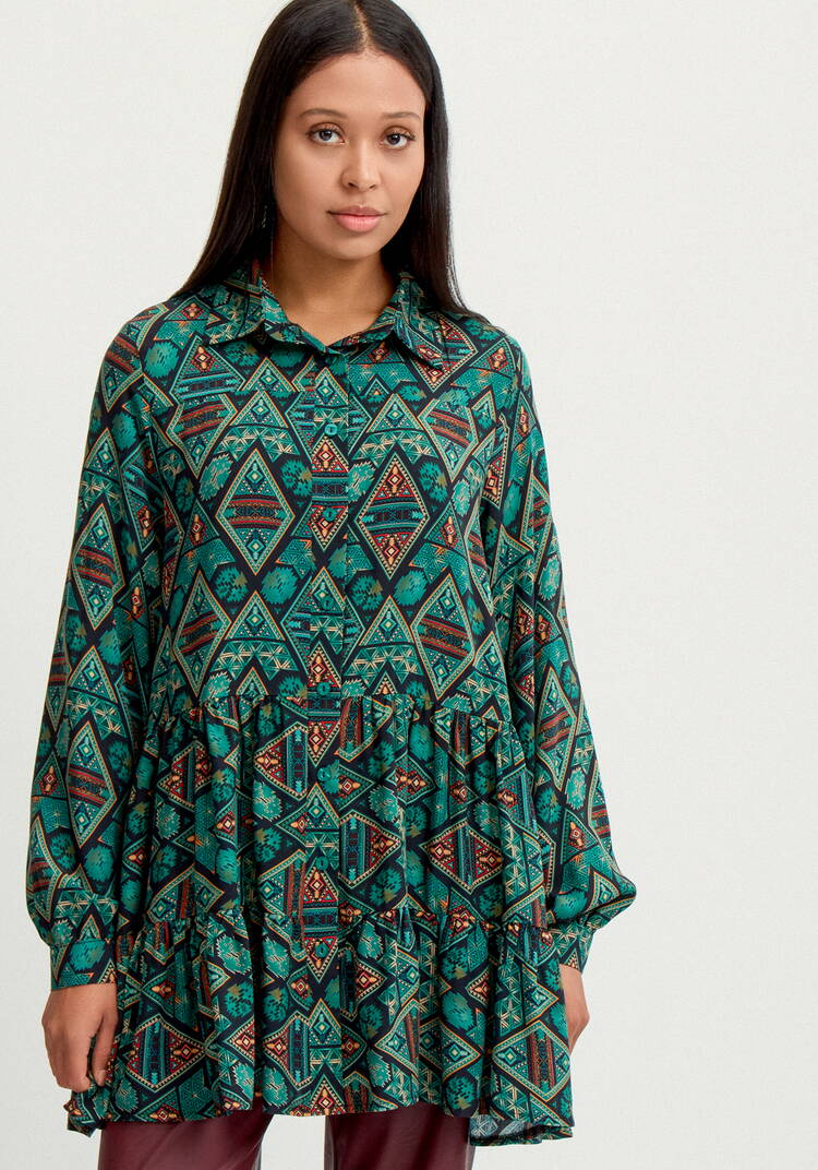 Блуза свободная с воланами по низу шир.  750, рис. 4