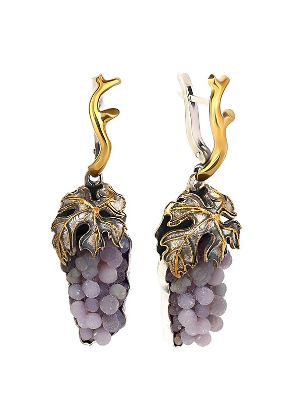 Серьги серебряные Виноградная гроздь шир.  580, рис. 2