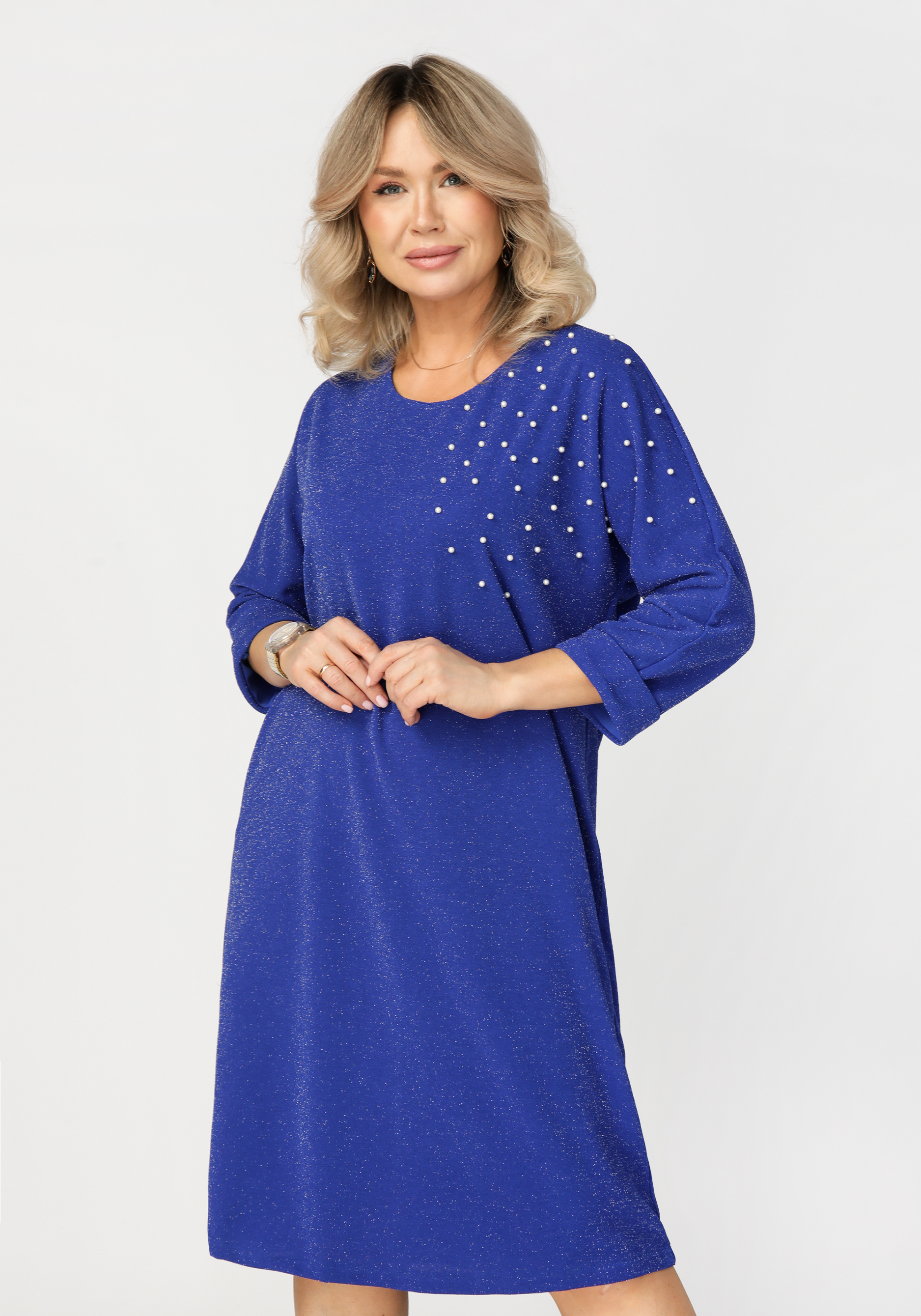 Платье с декором "Венера", размер 60, цвет синий - фото 2