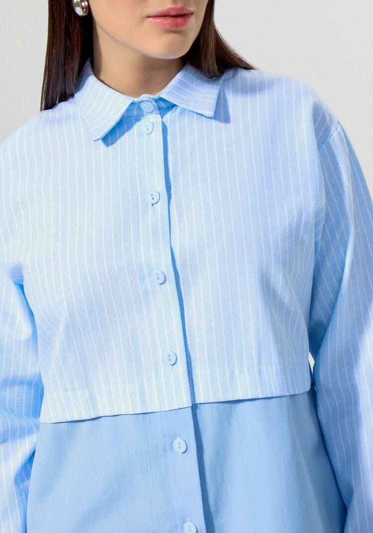 Рубашка с отрезной кокеткой в полоску шир.  750, рис. 18