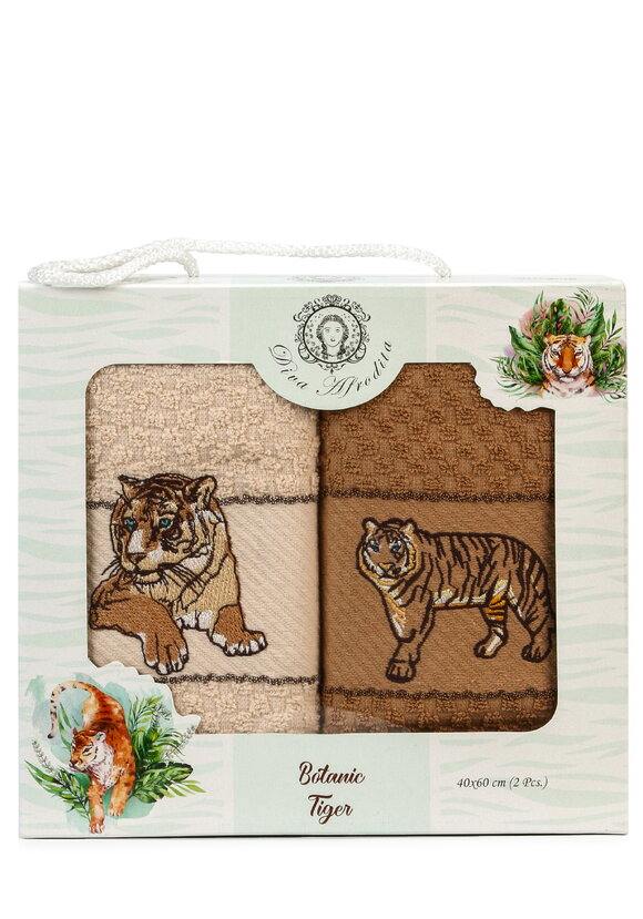 Набор махровых салфеток Тигр, 2 шт. шир.  580, рис. 1