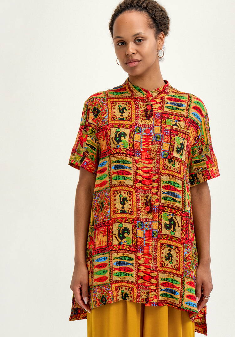 Блуза хлопковая с этническим рисунком шир.  750, рис. 12