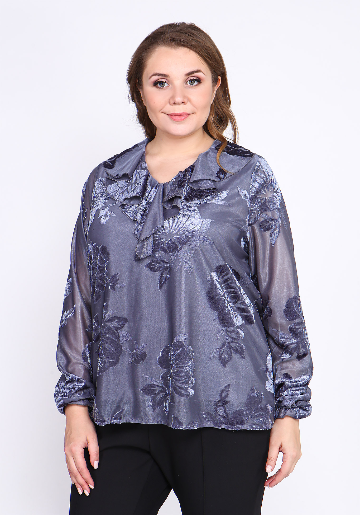 Блуза с воланом "Патриция" Victoria, размер 48, цвет баклажановый - фото 9
