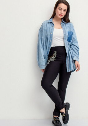 Джеггинсы со стразами по бокам