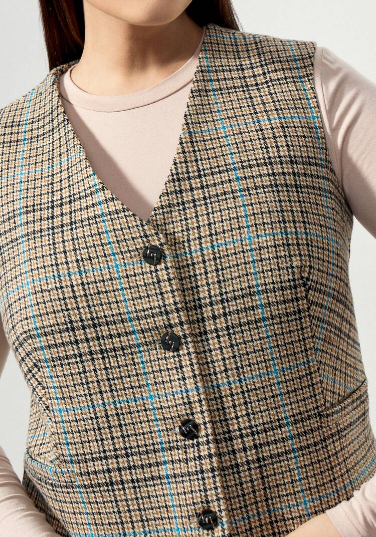 Жилет с принтом клетка шир.  750, рис. 9