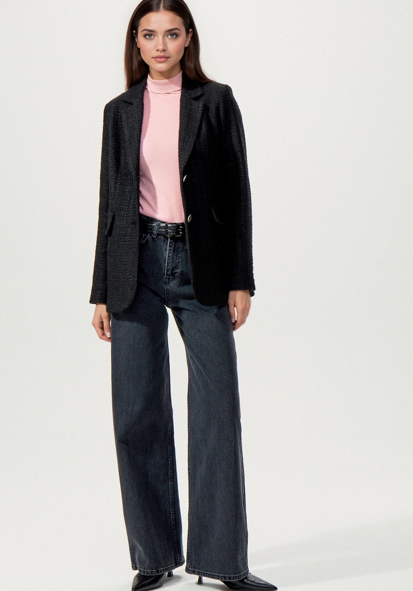 

Джинсы прямого кроя с высокой посадкой, Черный