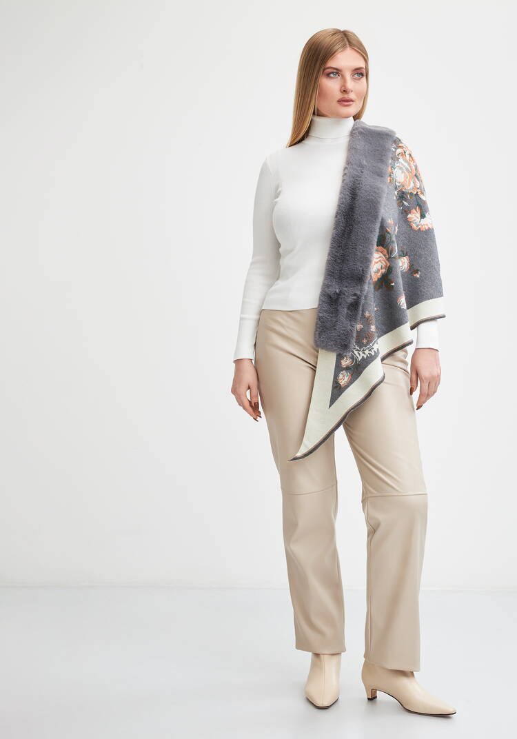 Шаль с отделкой мехом Анжелика шир.  750, рис. 10