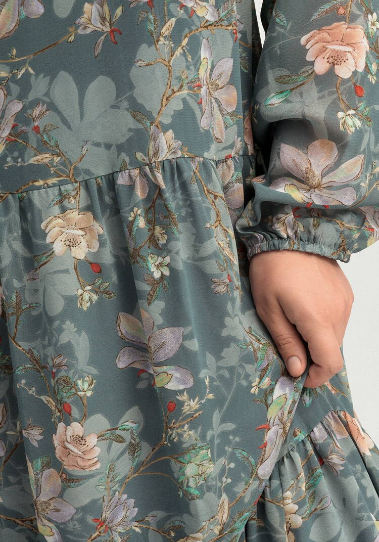 Платье ярусное с цветочным принтом шир.  750, рис. 15