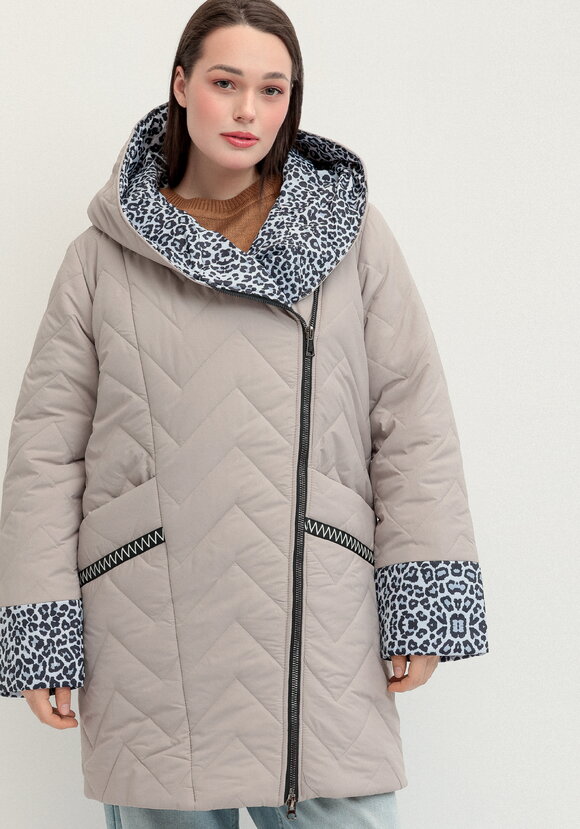 Куртка стеганая с анималистичным принтом шир.  580, рис. 32