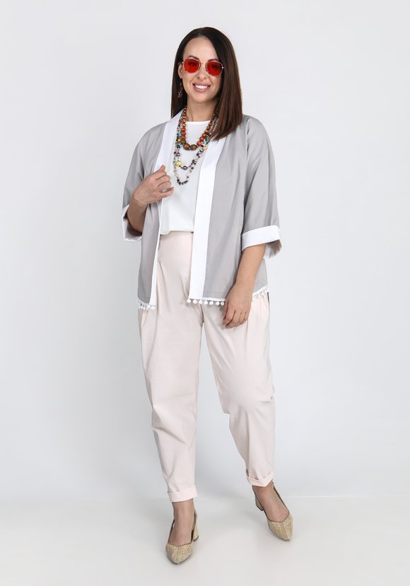 Кардиган летний с декоративной отделкой шир.  580, рис. 2