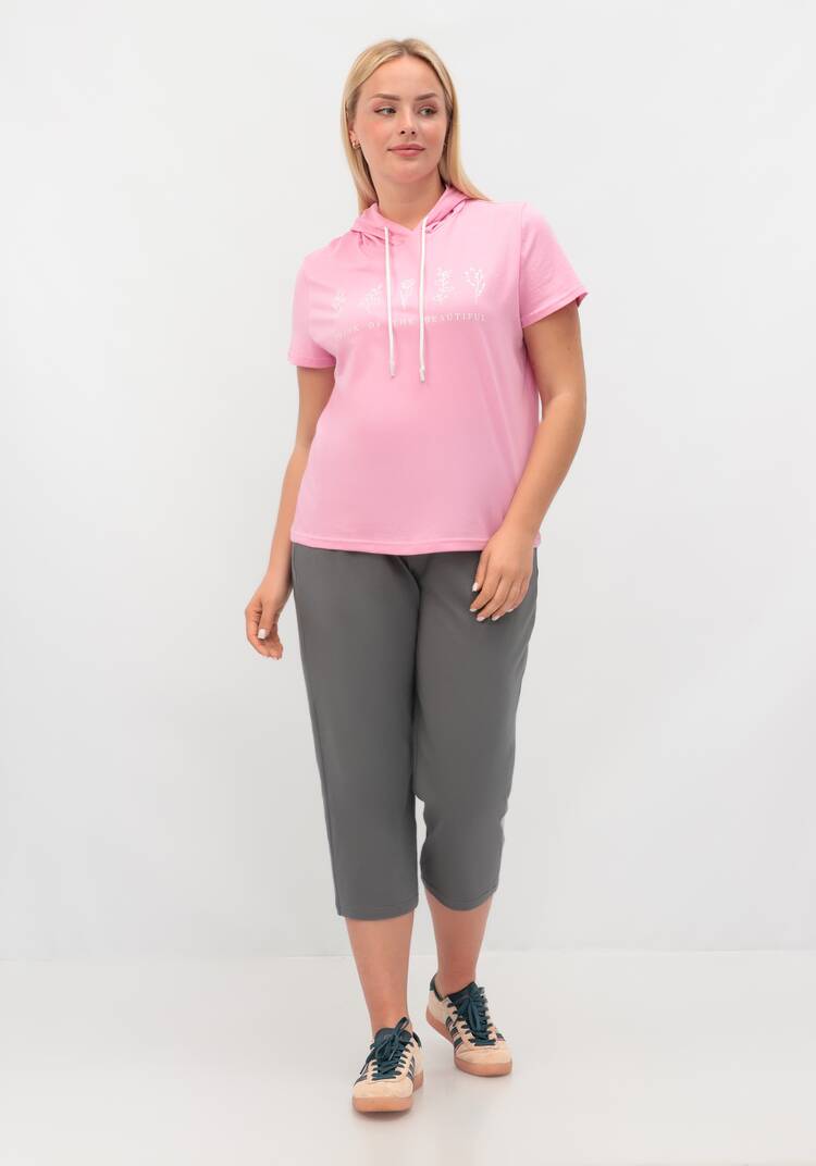 Футболка с капюшоном и лаконичным принтом шир.  750, рис. 36