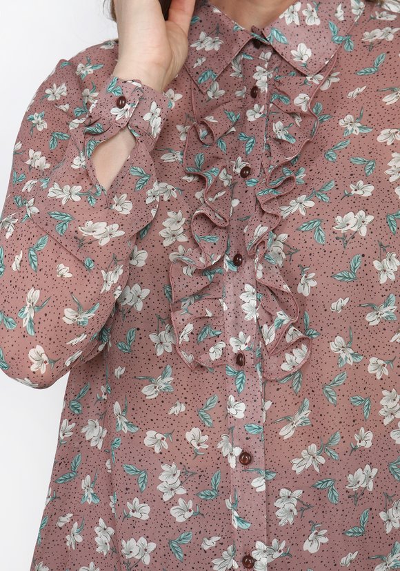 Блуза с рюшей на пуговицах шир.  580, рис. 8