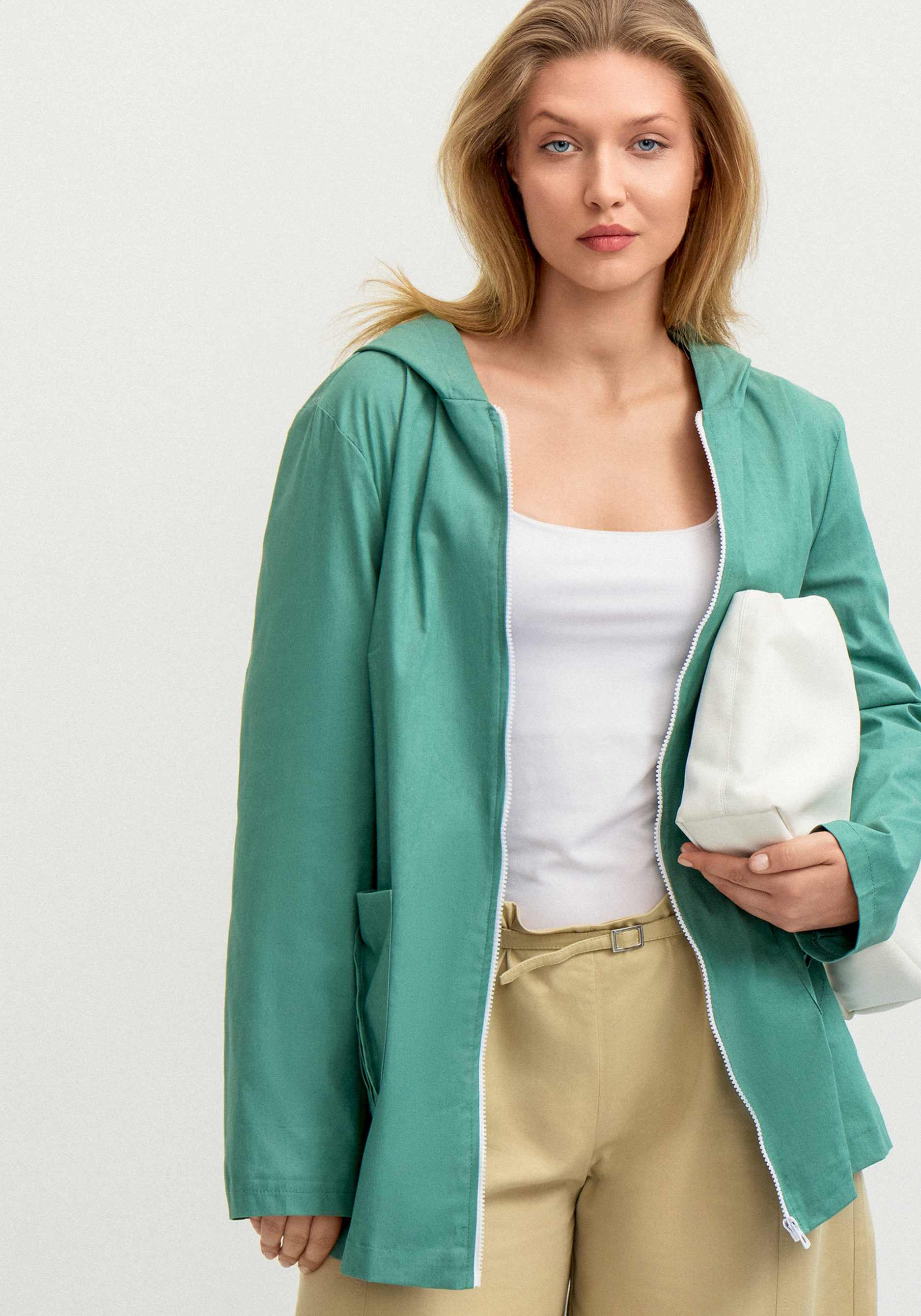 

Пыльник с декоративными складками, Голубой