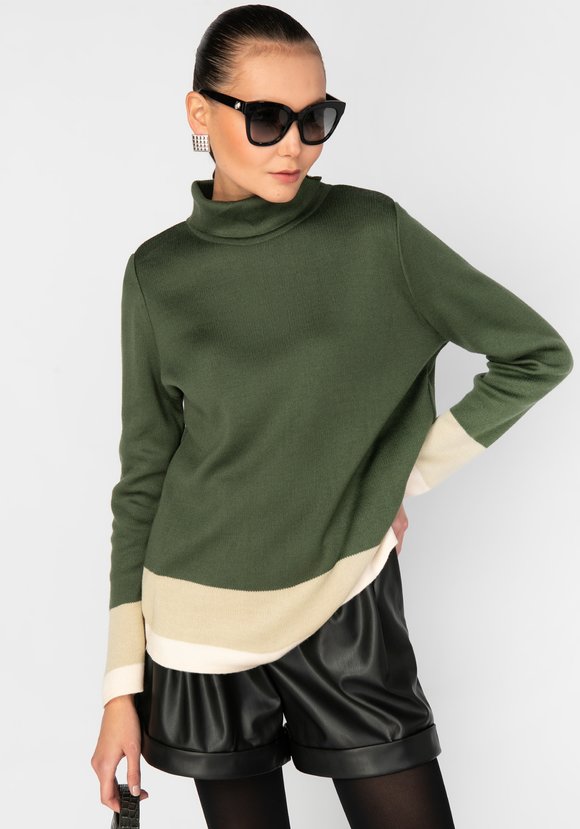 Свитер женский с контрастными полосами шир.  580, рис. 19