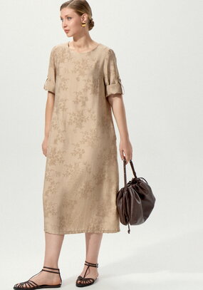 Платье изо льна с принтом свободного кроя