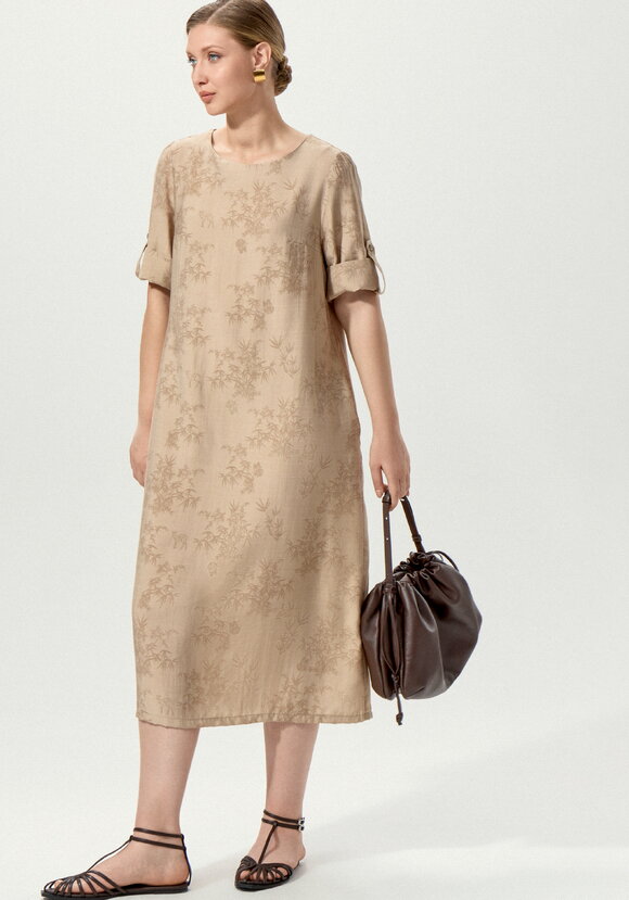 Платье изо льна с принтом свободного кроя шир.  580, рис. 1