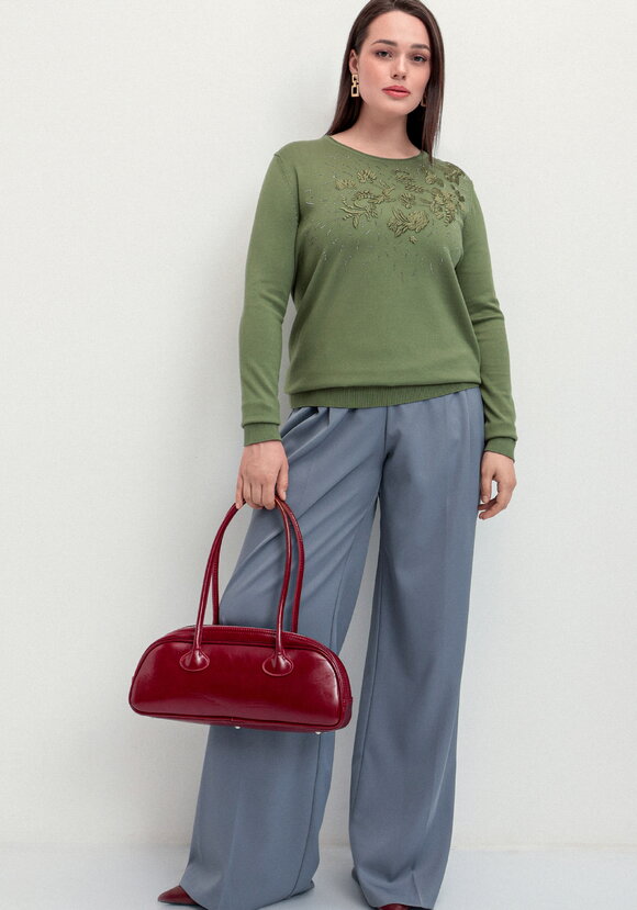 Джемпер с цветочной вышивкой и стразами шир.  580, рис. 10