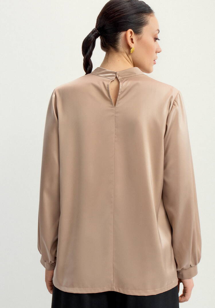 Блуза шелковая с воротником-стойкой шир.  750, рис. 3