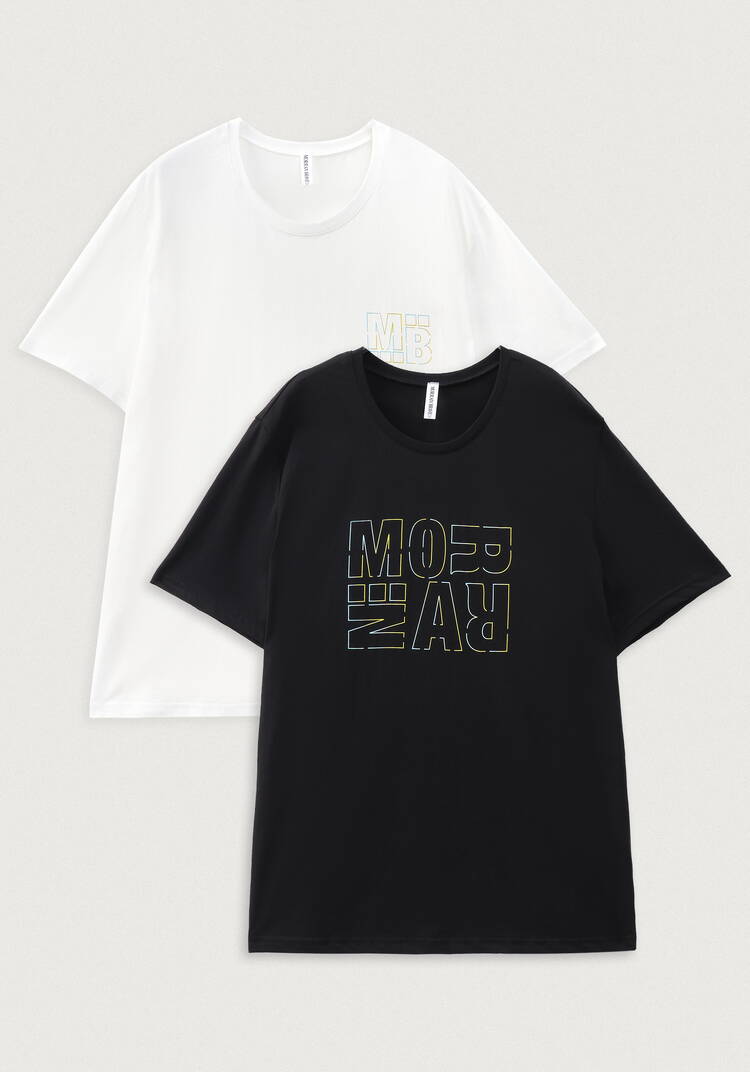 Комплект футболок с лаконичным принтом, 2 шт. шир.  750, рис. 53