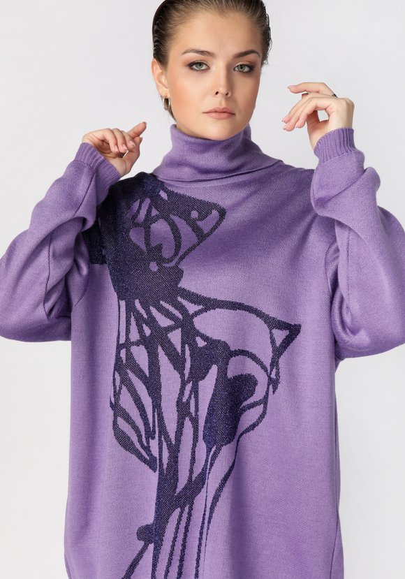 Туника женская с абстракцией и высоким горлом шир.  580, рис. 4