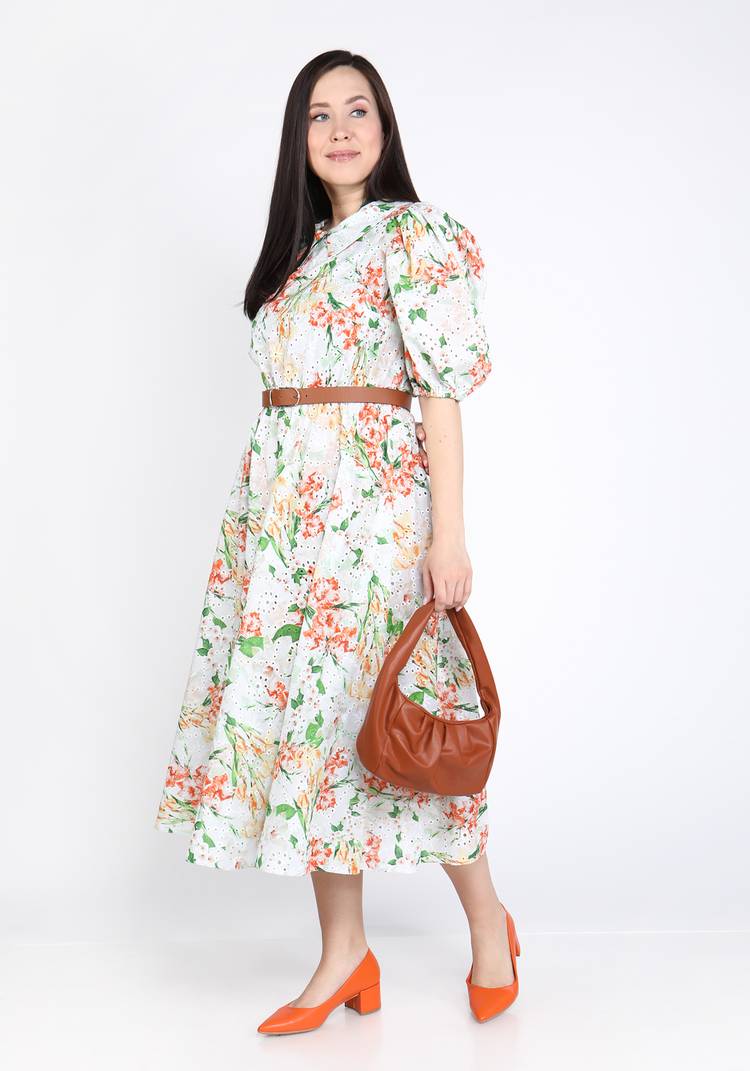 Платье из шитья с цветочным принтом шир.  750, рис. 1