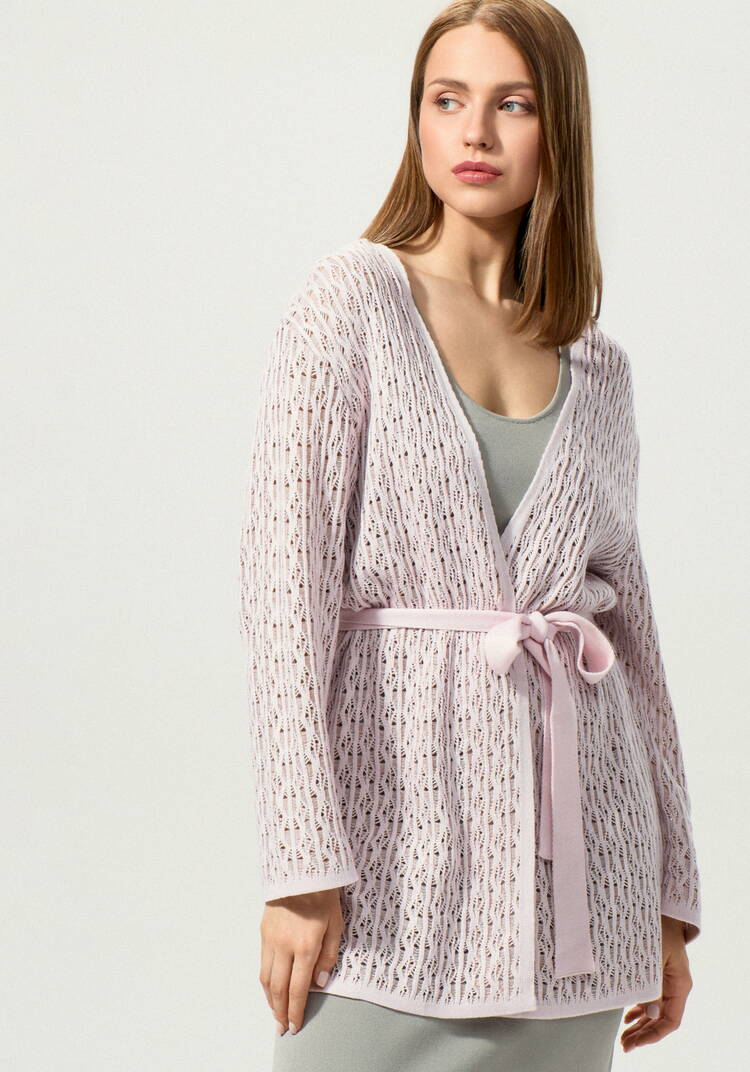 Кардиган ажурной вязки шир.  750, рис. 44