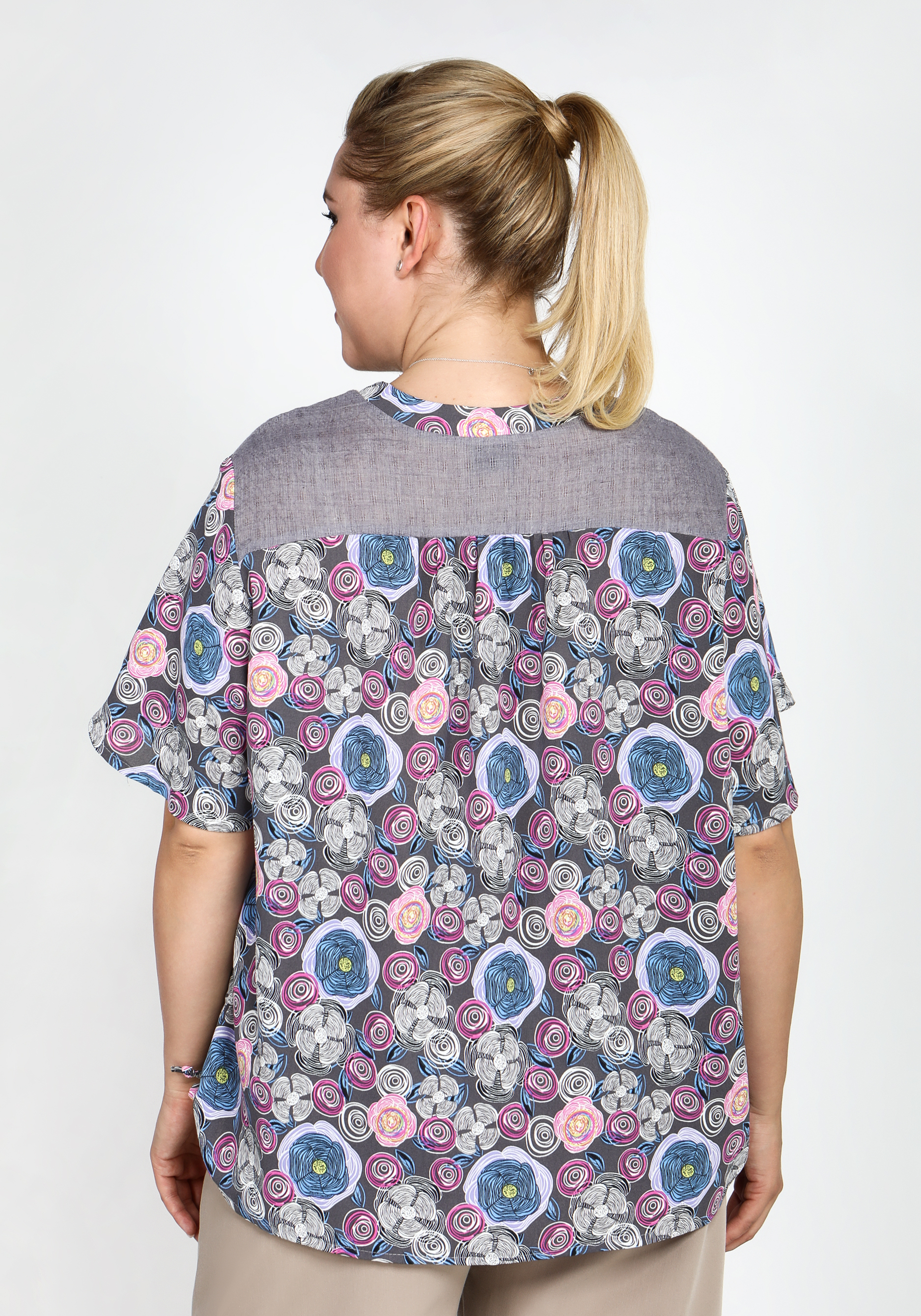 Блуза "Оригинальный выход" GalaGrosso, размер 48, цвет серый - фото 3