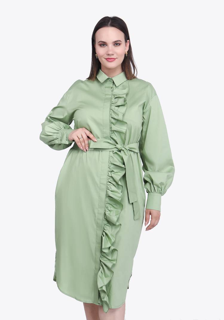 Платье-рубашка с вертикальной рюшей шир.  750, рис. 2
