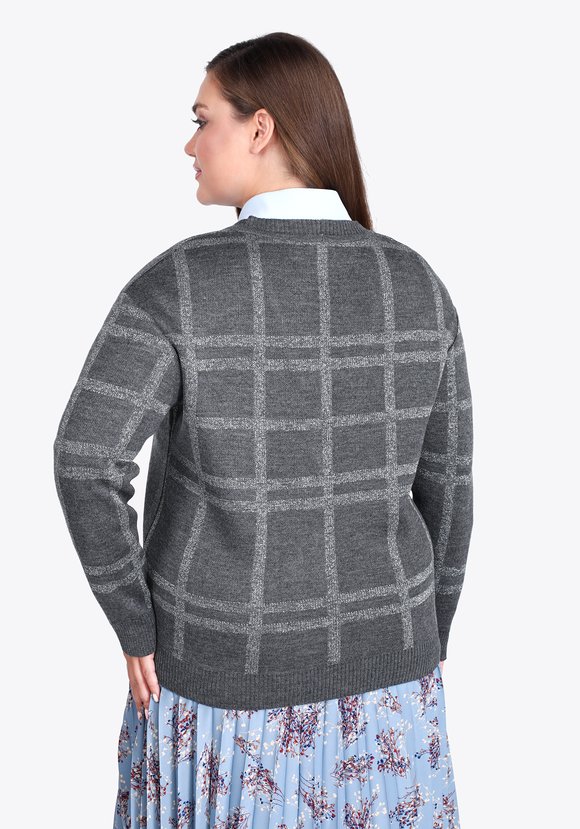 Кардиган в клетку с метанитью шир.  580, рис. 3