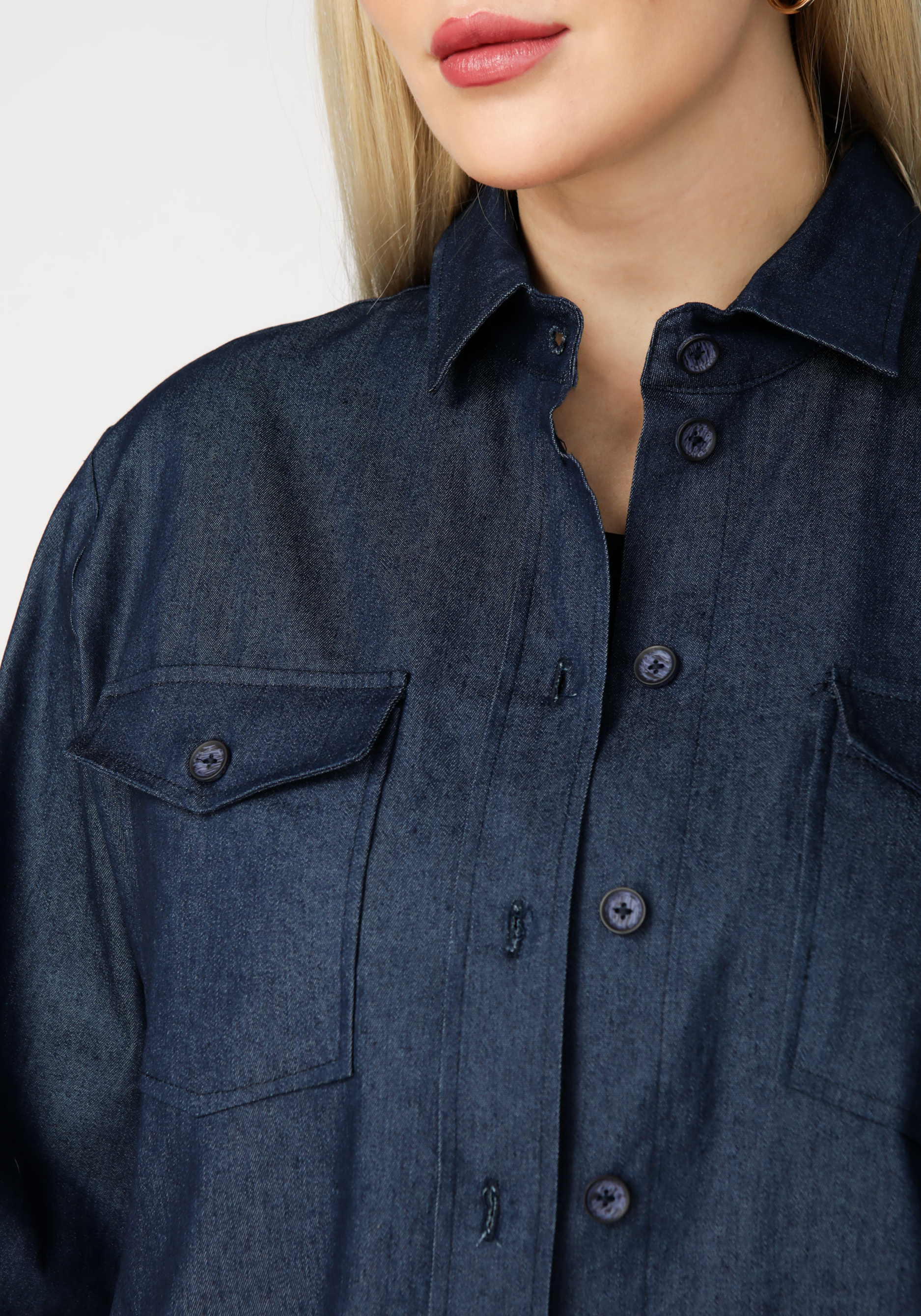 Рубашка джинсовая с карманами VeraVo, цвет синий, размер 56 - фото 6