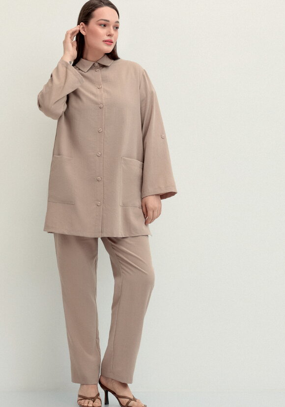 Рубашка на пуговицах свободного кроя шир.  580, рис. 18