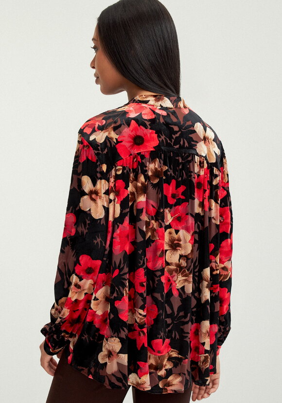 Блуза из пан-бархата с цветочным принтом шир.  580, рис. 3